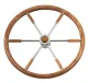 6-Speichen Steuerrad Typ 6 Niro Mit Mahagoni Griff, Fingerriffeln Und Inkl. Adapter 2 Konusse, Ø500mm