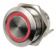 Flache Edelstahlschalter (12/24V, (ON)-OFF, 20A, rot)