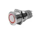 Niro Ring Led Druckschalter, On/Off, 24v, Bohrloch Ø16mm, Einbautiefe 36mm, Rot Led