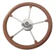 RIVIERA Steuerrad VR03 Edelstahl/Leder 400mm, braun mit schwarzen Nähten