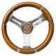 Steurerrad (35 cm, Edelstahl, Edelstahl, 3-Speichen/Teak)