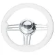 Steurerrad (35 cm, Edelstahl, Edelstahl, 3-Speichen/weiße Polyurethan)