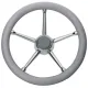 Steurerrad (35 cm, Edelstahl, Edelstahl, 5-Speichen/graue Polyurethan)