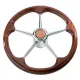 Steurerrad (70 cm, Edelstahl, Edelstahl, 5-Speichen/Mahagoni)