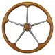 Steurerrad (80 cm, Edelstahl, Edelstahl, 5-Speichen/Teak)