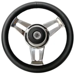 3-Doppelspeichen-Edelstahl-Lenkrad Modell 29 Schwarz, Ø=350mm