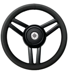 3-Doppelspeichen-Edelstahl-Lenkrad Typ Ghost, Schwarz, Ø=350mm