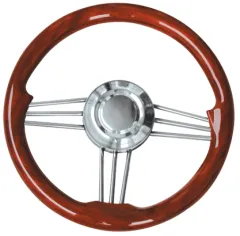 3-Speichen Steuerrad Modell 15 Niro Mit Mahagoni-Holzgriff, Ø350mm, Tiefe 40mm