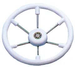 6-Speichen Steuerrad Leader Tanegum Niro Mit Weißem Polyurethan-Griff, Ø410mm, Tiefe 100mm