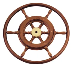 6-Speichen Steuerrad Typ 3b Klassiches Mahagoni Steuerrad Mit Holzgriff, Inkl. Adapter, Ø600mm