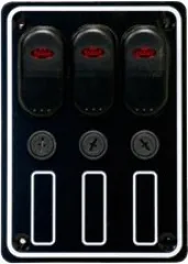 Allpa Aluminium Schalttafel, 12v, 3-Schalter, 15a Glassicherungen & Led-Indikator, Inkl. Labelsatz