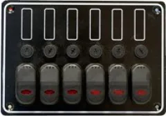 Allpa Aluminium Schalttafel, 12v, 6-Schalter, 15a Glassicherungen & Led-Indikator, Inkl. Labelsatz