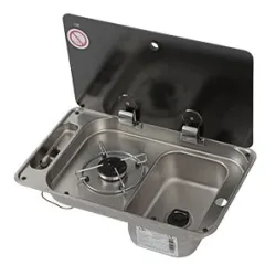 Allpa Gaskocher Mit Rechteckigem Spülbecken Links Und Abdeckplatte, Brenner: 1x Mittel