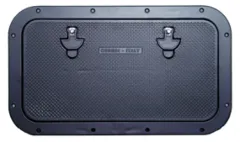 Aluminium Luke, Außenmaß 350x600mm, Innenmaß 240x490mm, Grau Ral 9006, Pulverbeschichtung