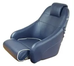 Bootssitz Flip-Up weiß mit blauen Streifen