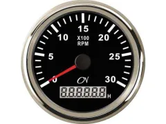 Drehzahlanzeiger (schwarz, chrom, pulse, 9 - 32V, 0 - 3000 rpm, 96 mm, 85 mm, 55 mm)