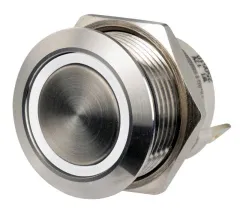 Flache Edelstahlschalter (12/24V, (ON)-OFF, 20A, weiß)