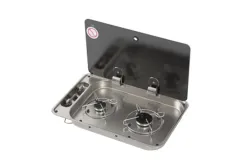 Gaskocher Mit Abdeckplatte, Brenner: 1x Klein/1x Mittel