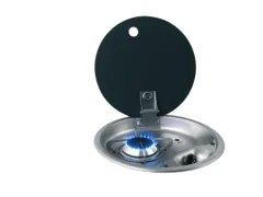 Gaskocher Rund Mit 1 Brenner Komplett Mit Gehärtetem Rauchglas-Deckel, Ø340x80mm
