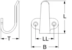 Haken Typ 2H Edelstahl gebürstet 39mm