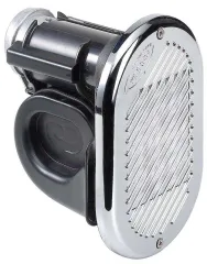 Hurricane Horn - eingebaut (12V, Edelstahl/Kunststoff verchromt, 147 mm, 190 x 120 mm, 120 dB)