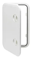 Kunststoff Luke, 606x357mm, 2x Verschluß, 180°, Weiß