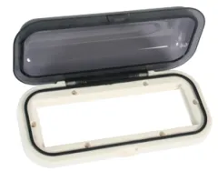 Kunststoff Radio Einbaukasten Öffnet Durch Federdruck, Inklusive Dichtung, 229x104x50mm, Weiß