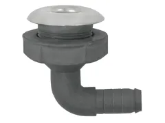 Kunststoff Rechtwinkliger Borddurchlass Mit Niro Flansch, Ø3/4X19mm, L=81mm, Flansch Ø48mm