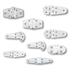 Kunststoffscharnier Polyamid, Halboval Weiß, 90x40mm, 270°