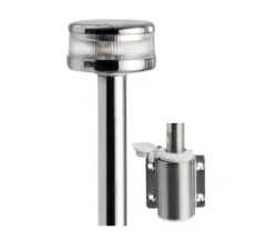 Lichtmast mit Evoled 360 (gerade, 100 cm, Edelstahl, 12V, Wand)