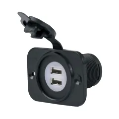 Marinco USB-Doppel-Einbau-Steckdose schwarz