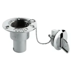 Messing-Verchromte Deckeinfüllstütze Water, Schlauchanschluss Ø50mm & Ø35mm, Flansche Ø89mm