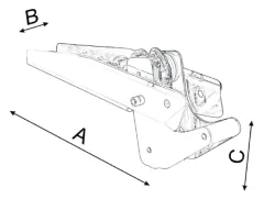 Niro Ankerbugrolle, A=300mm, B=80mm, C=80mm (Kippbar, Bis 10kg)