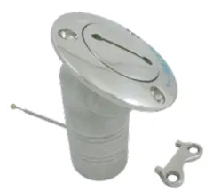 Niro Deckeinfüllstütze Water, Schlauchanschluss Ø38mm, Flansch Ø76mm, 30° Modell