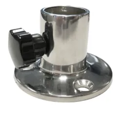 Niro Flaggenstockhalter Rundes Modell 90°, Ø70mm H=45mm; Für 25mm Flaggenstock