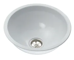Niro Spülbecken Mit Weißem Epoxy Beschichtigt, Rund, Außenmaß Ø290mm, Tiefe 120mm