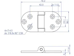 Reibungsscharnier Edelstahl Pin-unten