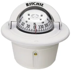 Ritchie Kompass Modell Explorer F-50w, 12v, Einbaukompass, Rose Ø69,9mm/5°, Weiß