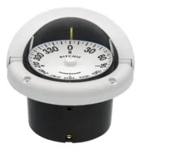 Ritchie Kompass Modell Helmsman, Hf-742w, 12v, Einbaukompass, Rose Ø95mm/5°, Weiß