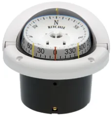 Ritchie Kompass Modell Helmsman, Hf-743w, 12v, Einbaukompass, Rose Ø95mm/5°, Weiß