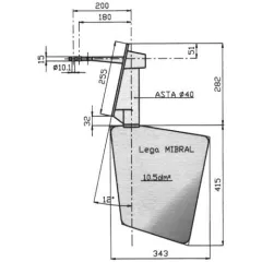 Radice Bronze Ruder Typ 14/10S-12°, Für Spiegelmontage. Bootslänge: 8-12m