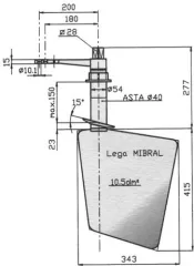 Radice Bronze Ruder Typ 14/10V, Für V-Boden. Bootslänge: 8-12m