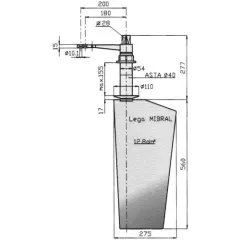 Radice Bronze Ruder Typ 16/13p, Für Flachen Boden. Bootslänge: 8-12m