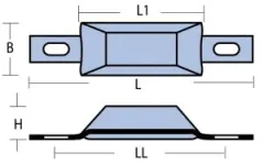 Rumpfanode-Magnesium ca.300g rechteckig120x46x35mm