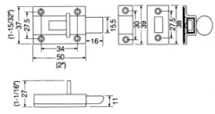 Schubriegel Typ KR-50 Edelstahl gebürstet