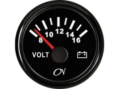 Spannungsanzeiger analog (schwarz, schwarz, 8 - 16V, 9 - 32V, 8 - 16V, 57 mm, 52 mm, 45 mm)