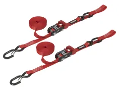 Speedstrap 25 mm Spannband mit S-Haken und Schlaufe, 450 cm, rot, 2 St.