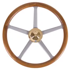 Steurerrad (60, Aluminium, Messing, -/Teak)