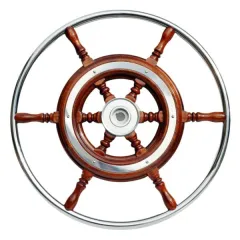 Steurerrad (60 cm, Mahagoni, Edelstahl, Edelstahl/Edelstahl)