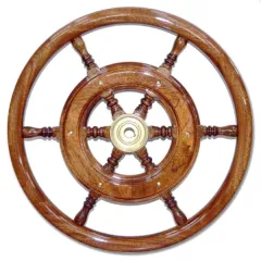 Steurerrad (70 cm, Mahagoni, Messing, Mahagoni/Mahagoni)